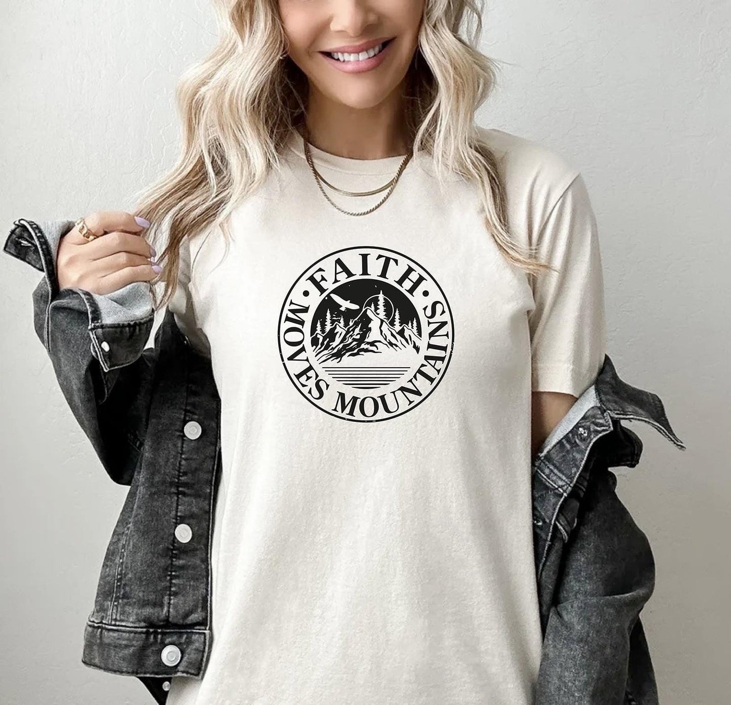 Matthew 17:20 Faith Moves Mountains Christian T-Shirt
