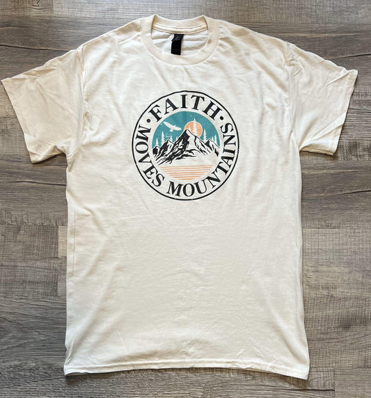 Color Matthew 17:20 Faith Moves Mountains Christian T-Shirt